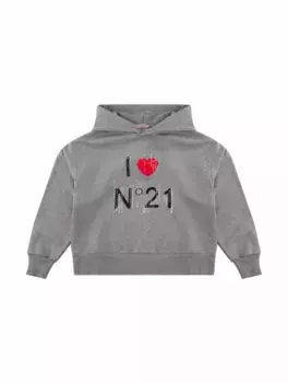 Хлопковое худи с пайетками N°21, серый