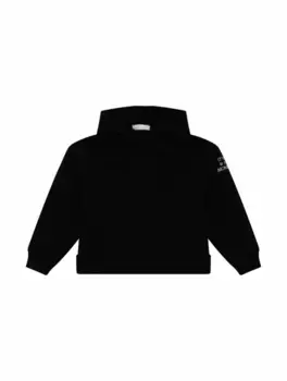 Хлопковое худи со стразами Monnalisa, черный