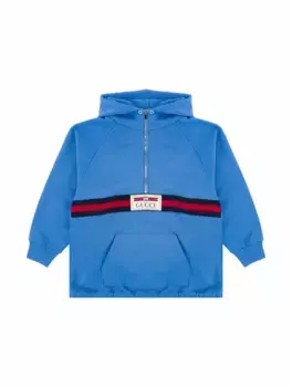 Хлопковое худи Web Gucci, тёмно-синий
