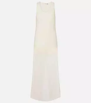 Хлопковое и шёлковое макси-платье Toteme, экрю