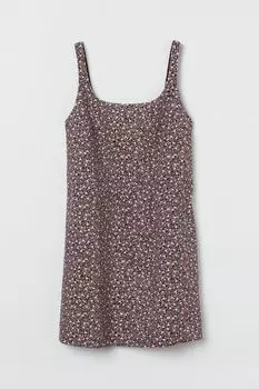Хлопковое короткое платье H&amp;M, черный/цветы
