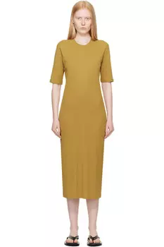 Хлопковое короткое платье макси с рукавами Ami Paris, цвет havana