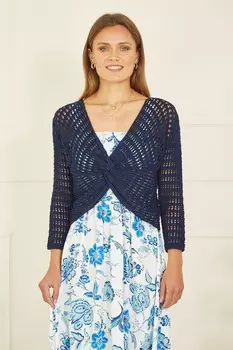 Хлопковое крученое болеро крючком Yumi, синий