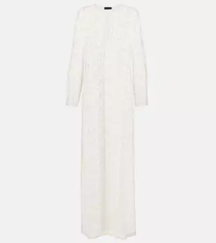 Хлопковое кружевное макси-платье Nili Lotan, слоновая кость