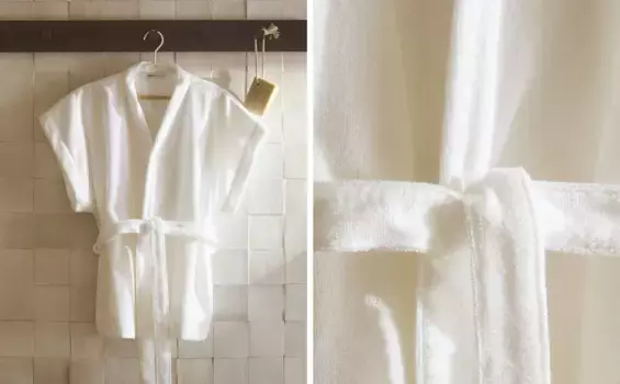 Хлопковое махровое кимоно Zara Home, цвет Oyster White