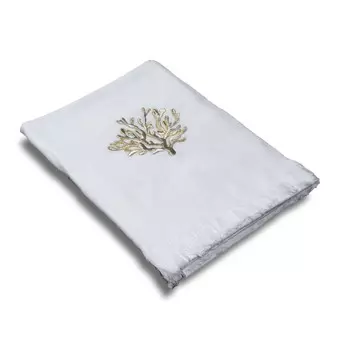 Хлопковое махровое пляжное полотенце с вышивкой - Кораллы Dea, цвет Bianco