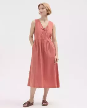 Хлопковое миди-платье с V-образным вырезом Nice Things, розовый
