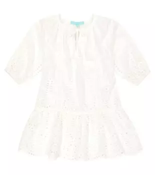 Хлопковое мини-платье Baby Ashley с вышивкой Melissa Odabash, белый