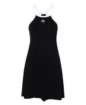 Хлопковое мини-платье It с вышивкой логотипа Marine Serre, черный