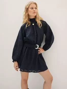 Хлопковое мини-платье Mango Perk, темно-серый
