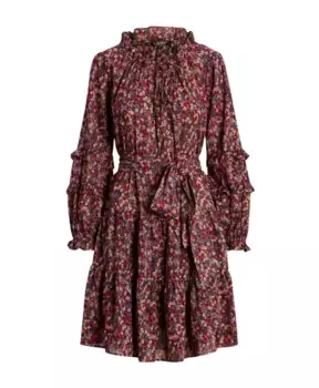 Хлопковое мини-платье с цветочным принтом Ralph Lauren, мультиколор