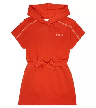 Хлопковое мини-платье с капюшоном Chlo, оранжевый