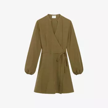 Хлопковое мини-платье с запахом Claudie Pierlot, цвет verts