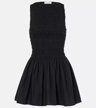 Хлопковое мини-платье с защипами Faithfull, черный