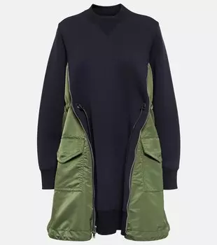 Хлопковое мини-платье SACAI, черный