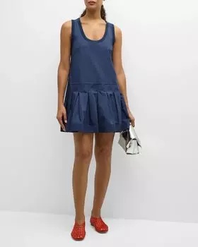 Хлопковое мини-платье со складками Denver SIMKHAI, цвет Midnight