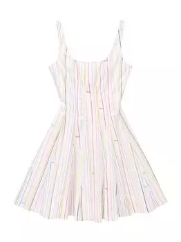 Хлопковое мини-платье в полоску с логотипом Wells STAUD, разноцветный