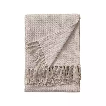 Хлопковое одеяло антрацитового цвета 150 x 125 см, одеяло из 100% хлопка с бахромой, покрывало, плед, одеяло для дивана, дизайнерское одеяло, шерстяное одеяло, дорожное одеяло benuta, бежевый
