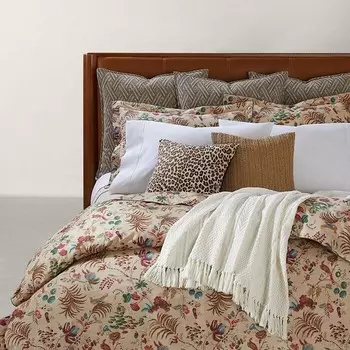 Хлопковое одеяло из перкаля Ralph Lauren Maren, размер Full Queen, коричневый/бежевый