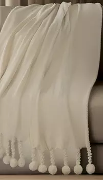 Хлопковое одеяло кремового цвета с шевроном размером 60 x 50 дюймов и кисточками Homezia, цвет Multicolored