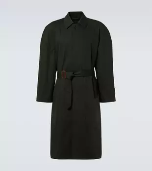 Хлопковое пальто с поясом Car Coat Balenciaga, зеленый