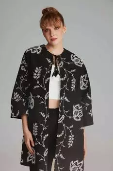 Хлопковое пальто с вышивкой Gusto, черный