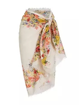 Хлопковое парео с принтом Zimmermann, цвет ivory floral