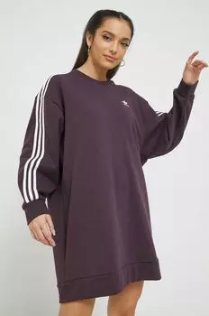 Хлопковое платье adidas Originals, фиолетовый