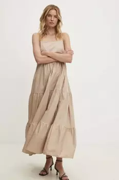 Хлопковое платье Answear Lab, бежевый