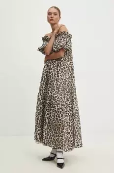 Хлопковое платье Answear Lab, бежевый