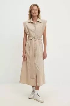 Хлопковое платье Answear Lab, бежевый