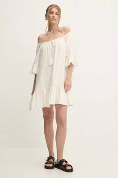 Хлопковое платье Answear Lab, бежевый