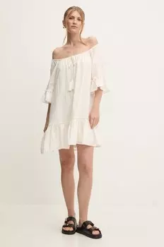 Хлопковое платье Answear Lab, бежевый