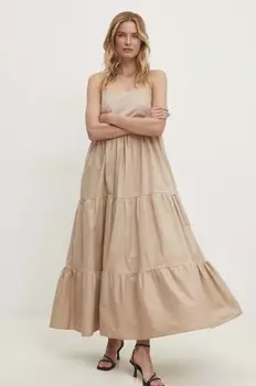 Хлопковое платье Answear Lab, бежевый