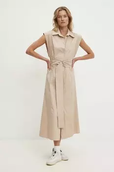 Хлопковое платье Answear Lab, бежевый