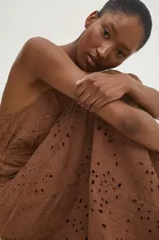 Хлопковое платье Answear Lab, коричневый