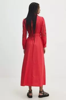 Хлопковое платье Answear Lab, красный