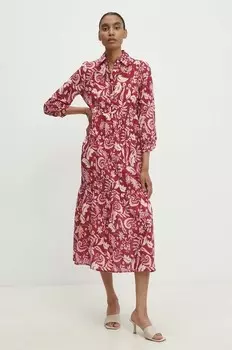 Хлопковое платье Answear Lab, красный