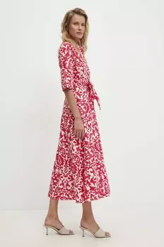 Хлопковое платье Answear Lab, розовый