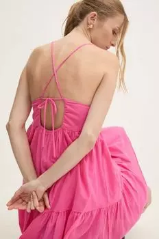 Хлопковое платье Answear Lab, розовый