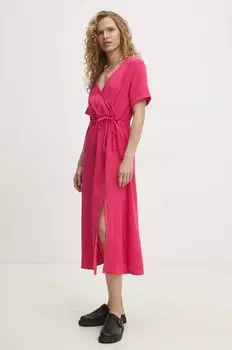 Хлопковое платье Answear Lab, розовый