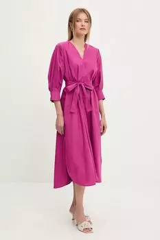 Хлопковое платье Answear.Lab, розовый