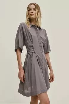 Хлопковое платье Answear Lab, серый