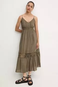 Хлопковое платье Answear Lab, зеленый