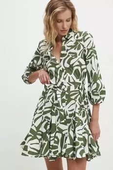 Хлопковое платье Answear Lab, зеленый