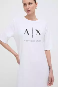Хлопковое платье Armani Exchange, белый