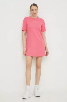 Хлопковое платье Armani Exchange, розовый