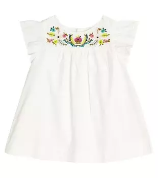 Хлопковое платье baby laurie с вышивкой Bonpoint, белый