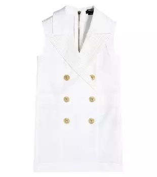 Хлопковое платье Balmain, белый