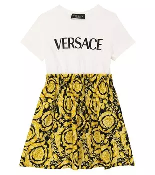 Хлопковое платье барокко Versace, белый